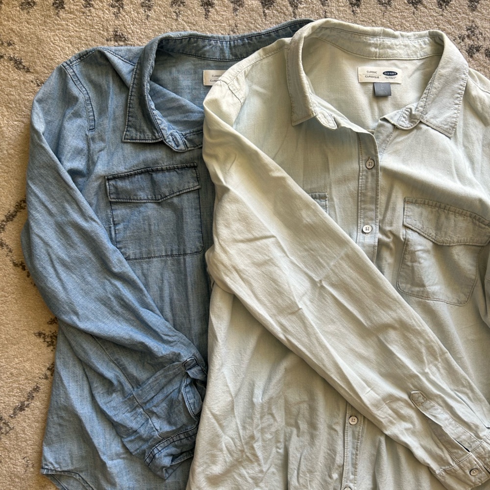 Set of 2: Old Navy Classic Cut Denim Shirts, Size L